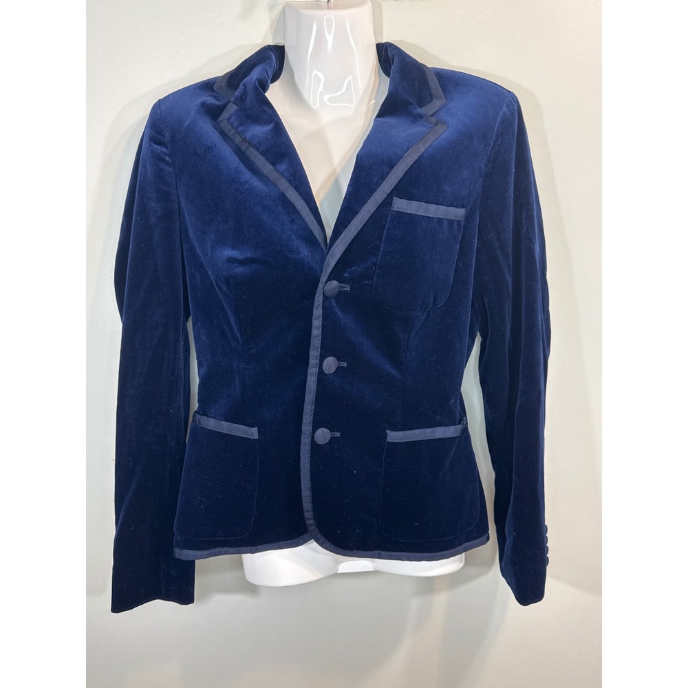 RARE Rugby Ralph Lauren woman’s Navy Velvet Blazer Jacket-Designer-Luxury Preppy